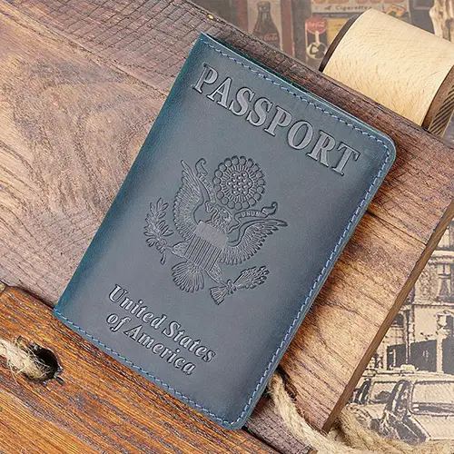  Premium Leather Passport Holder with Embossed Design